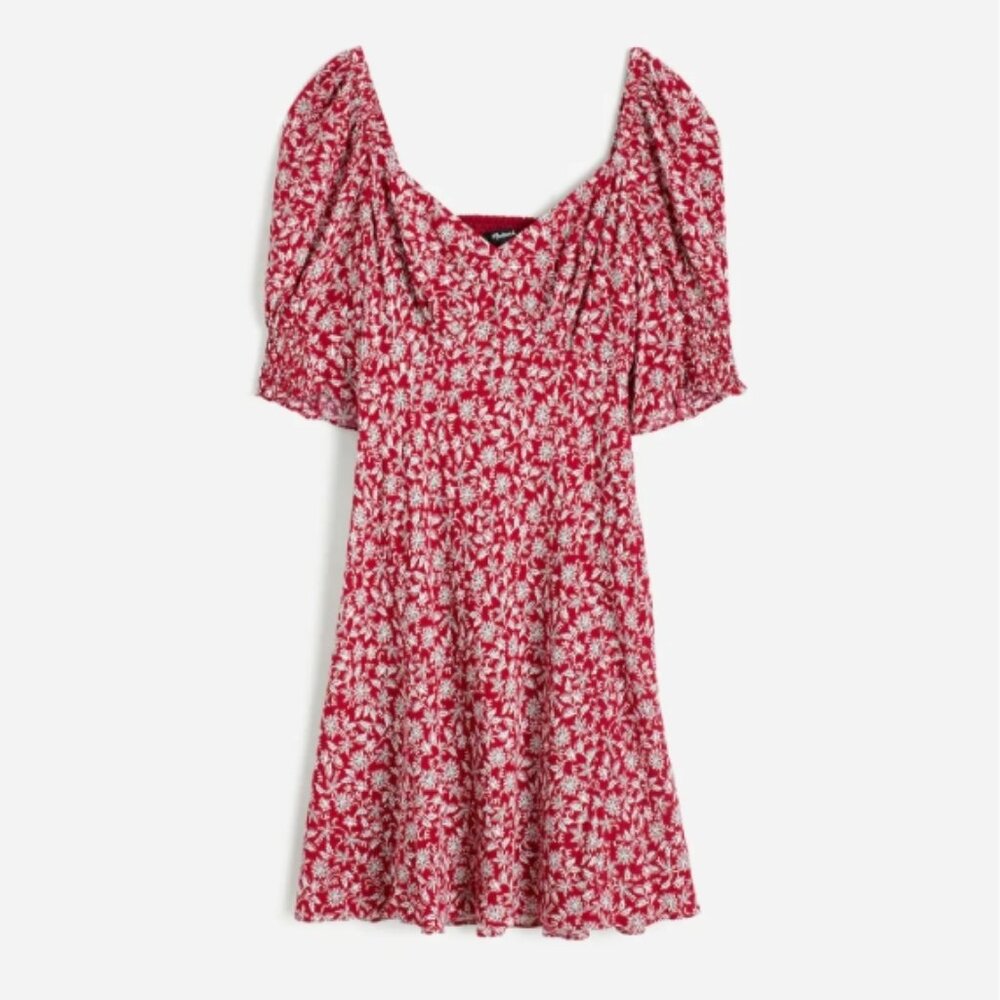 NWT Madewell Puff-Sleeve Mini Dress in Floral - Size 14
